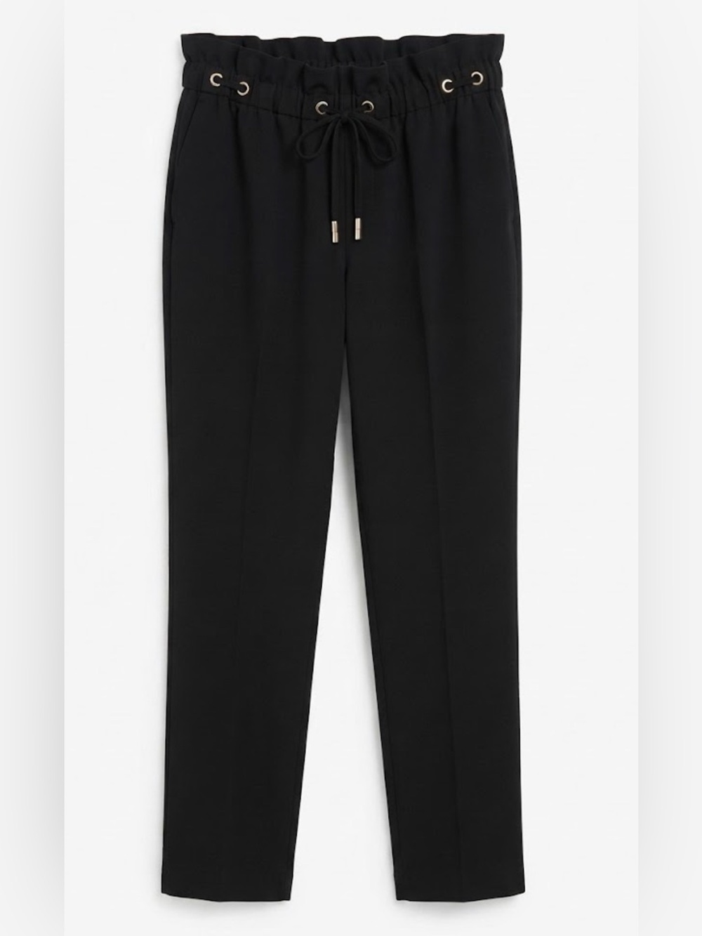 Anne Klein Black Paperbag Waist Cropped Dress Pants Sz Small